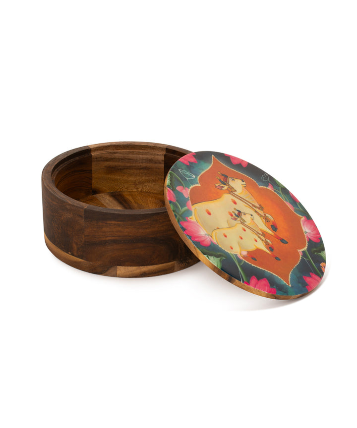 Wooden round multipurpose box