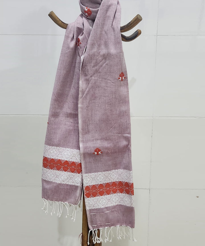 Mauve multi color handloom cotton assam stole