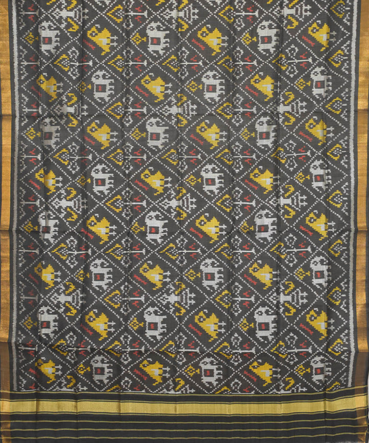 Black yellow patola silk handwoven dupatta