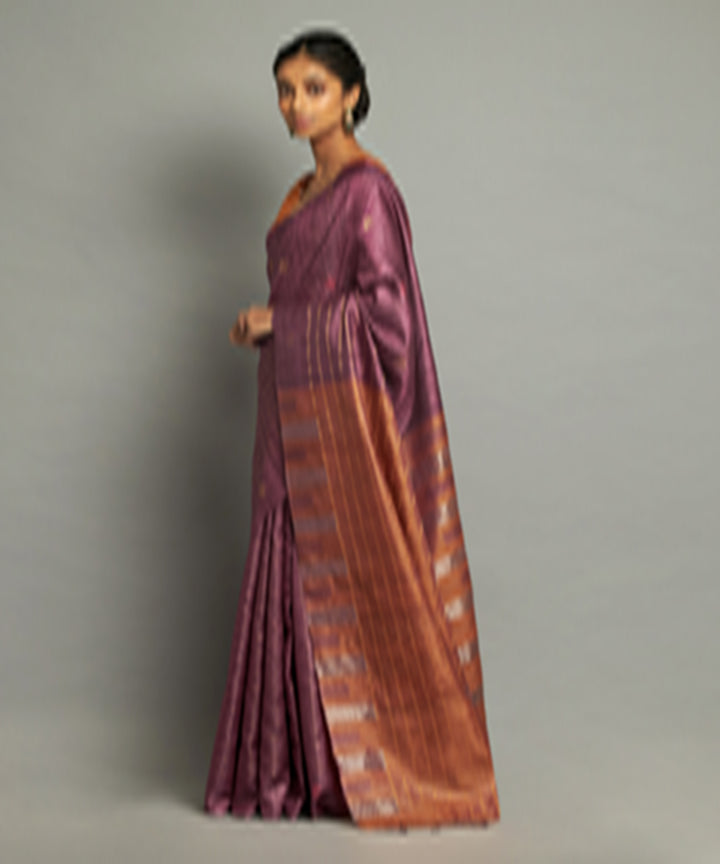 Purple tussar silk handloom chhattisgarh kosa saree