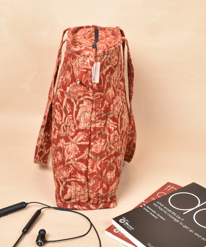 Red handcrafted cotton kalamakri bag
