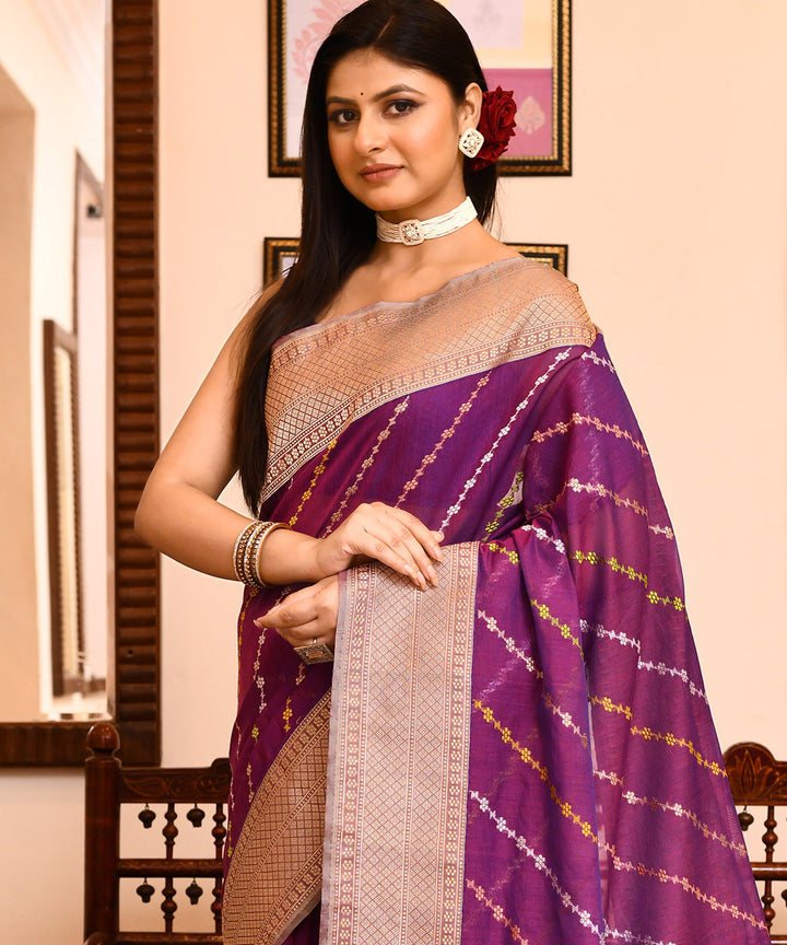 Purple handwoven banarasi silk saree