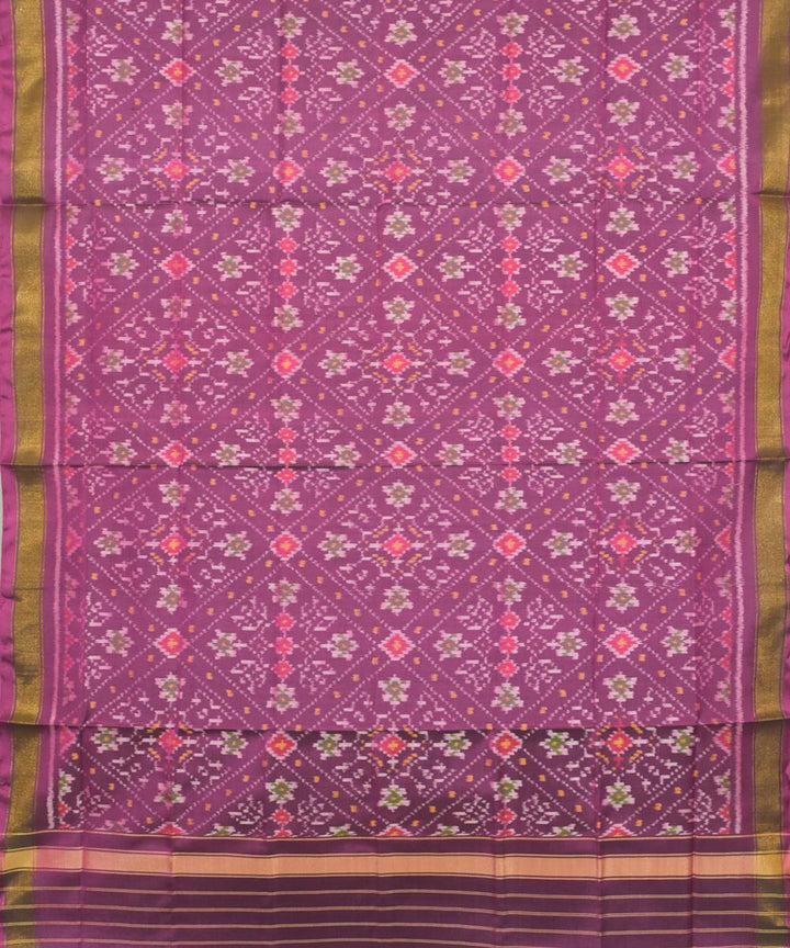 Purple red handwoven silk patola dupatta