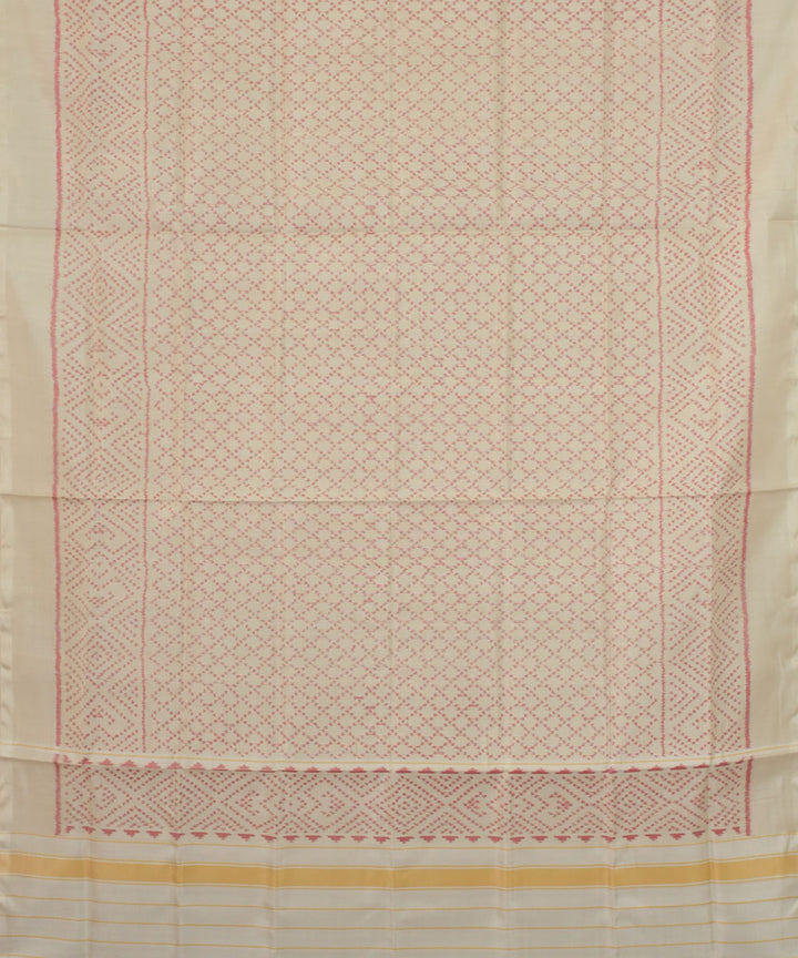 White pink handwoven patola silk dupatta