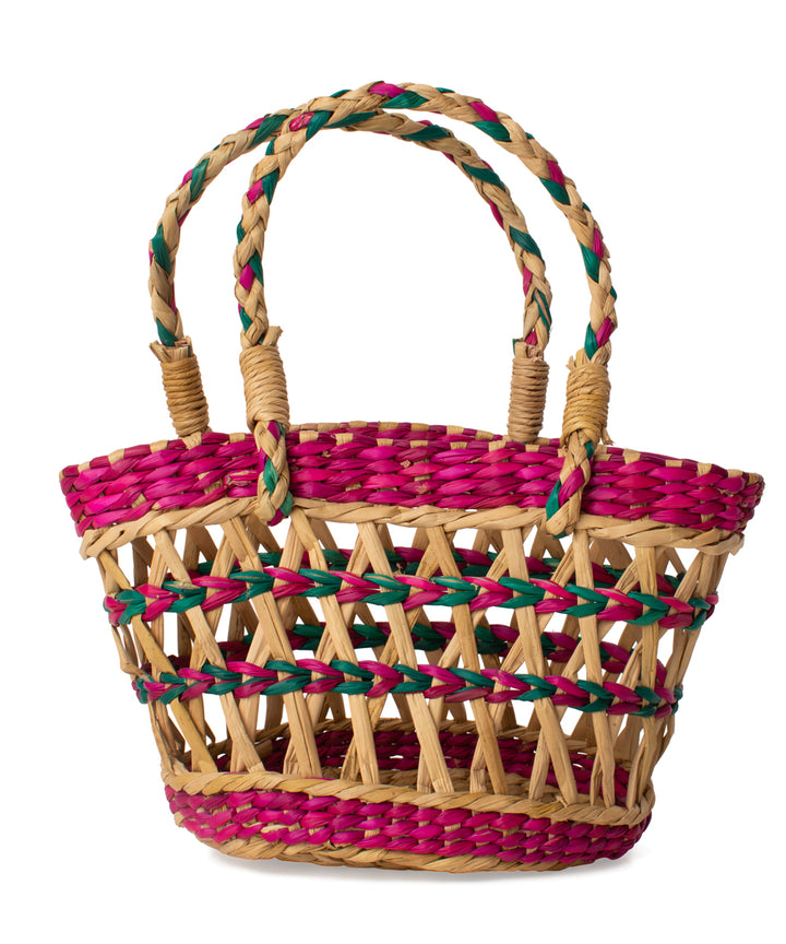 Colorful kauna grass hand held basket