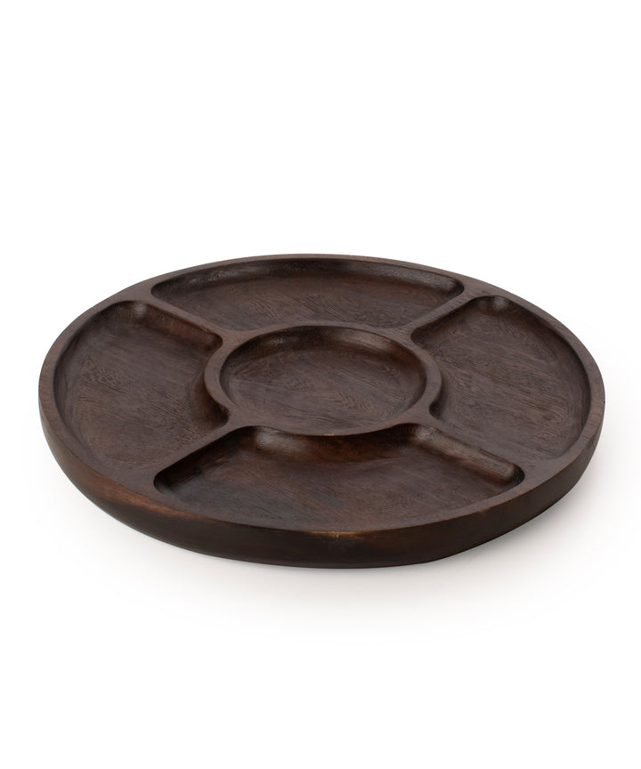 Wooden snack tray with sections