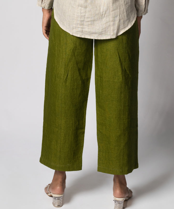 Olive green handwoven linen trousers
