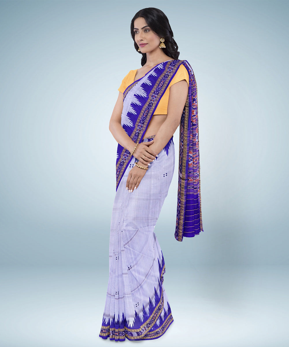 Blue magenta blue silk handwoven khandua saree