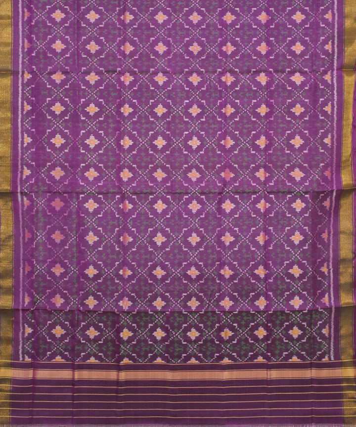 Purple handwoven silk patola dupatta