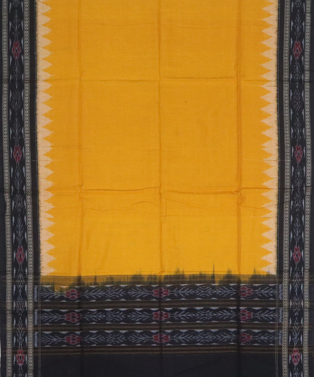 Yellow black handwoven cotton sambalpuri dress material