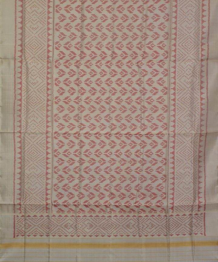 White pink handloom silk patola dupatta