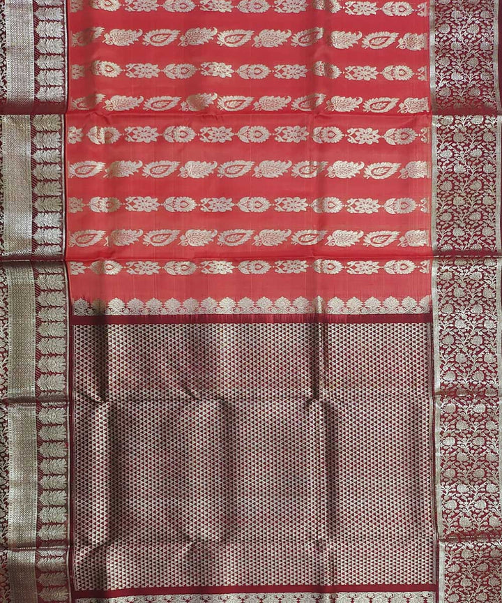 Orange maroon silk handloom venkatagiri saree