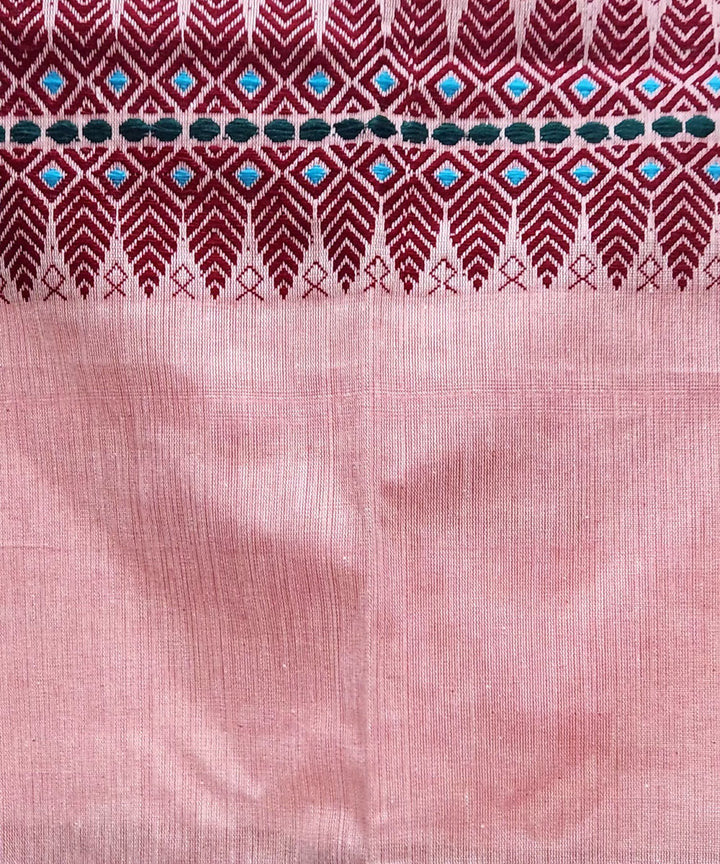 Pink multi color handloom cotton assam stole