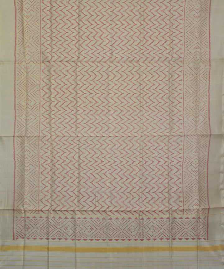 White pink handloom patola silk dupatta