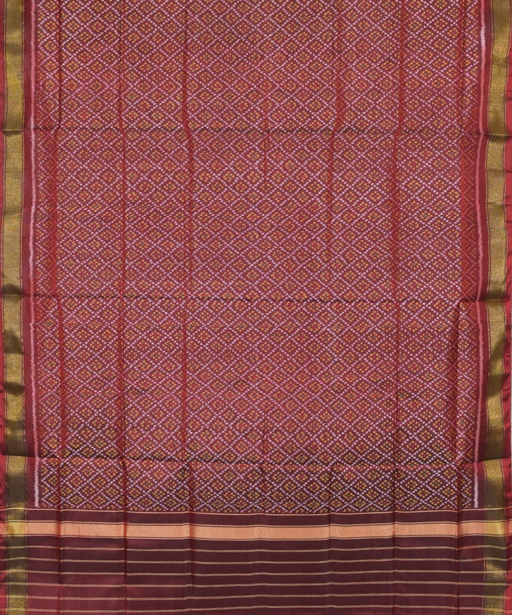 Brown handwoven silk patola dupatta