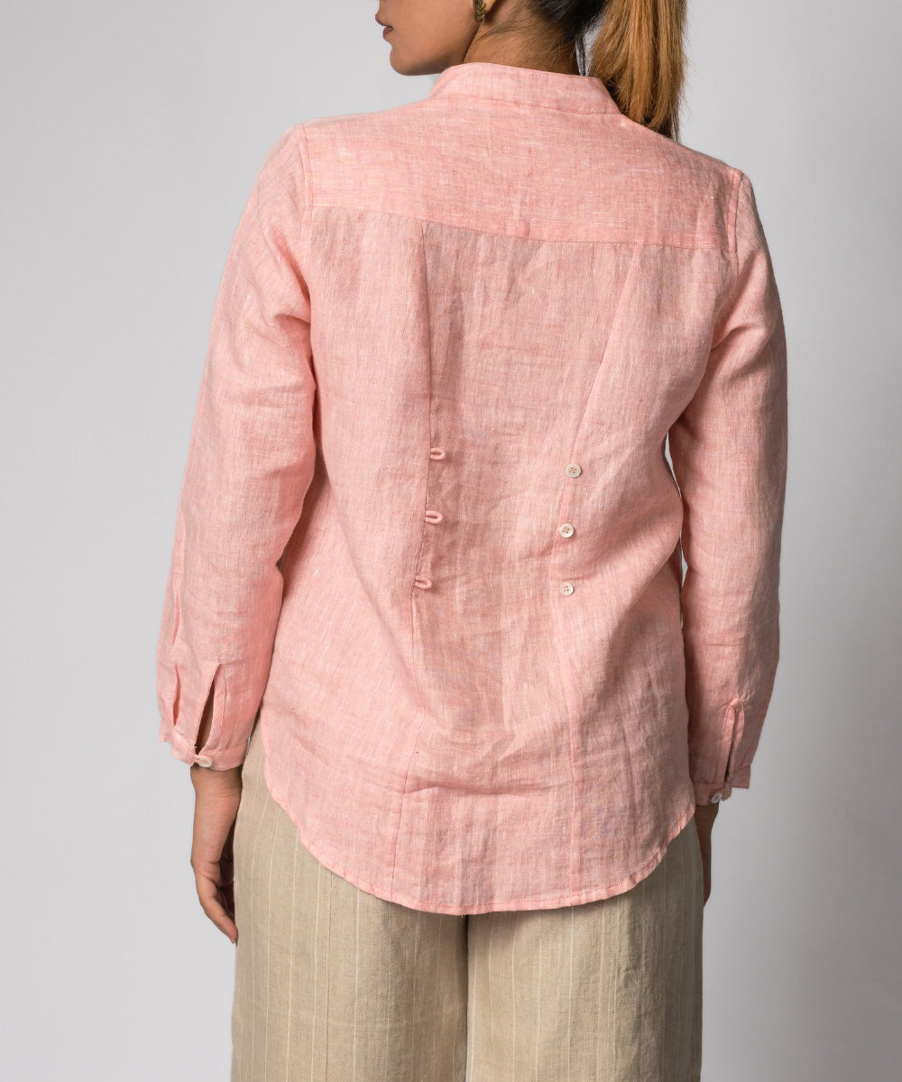 Pink handwoven linen top