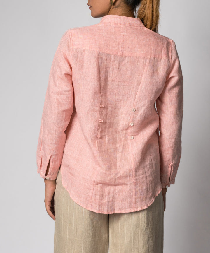 Pink handwoven linen top