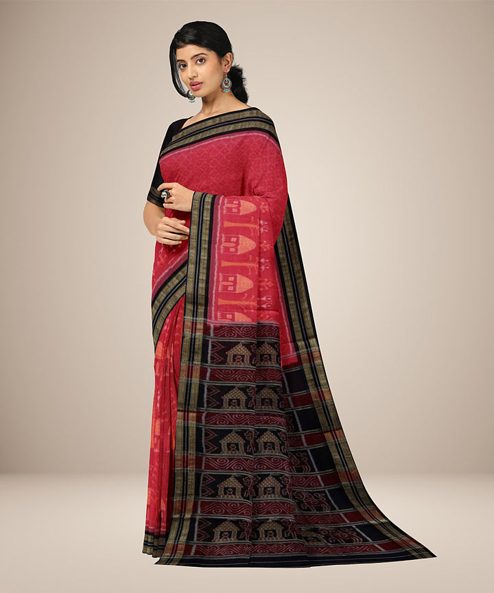 Red black cotton tribal motif handwoven nuapatna saree