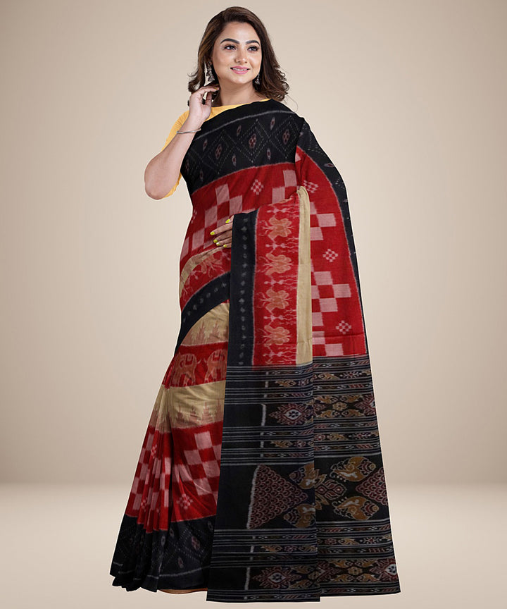 Red striped multicolour pasapalli cotton handwoven nuapatna saree