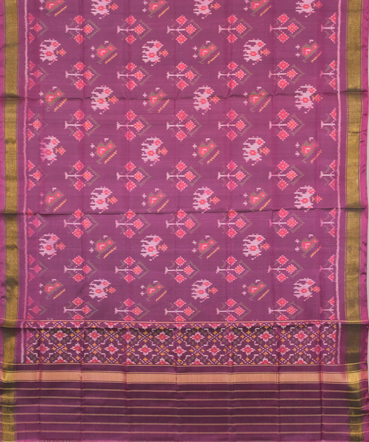 Purple pink handwoven patola silk dupatta