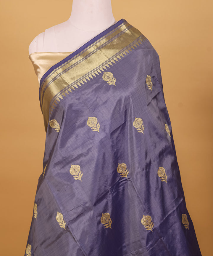 Grey boota silk handwoven banarasi saree
