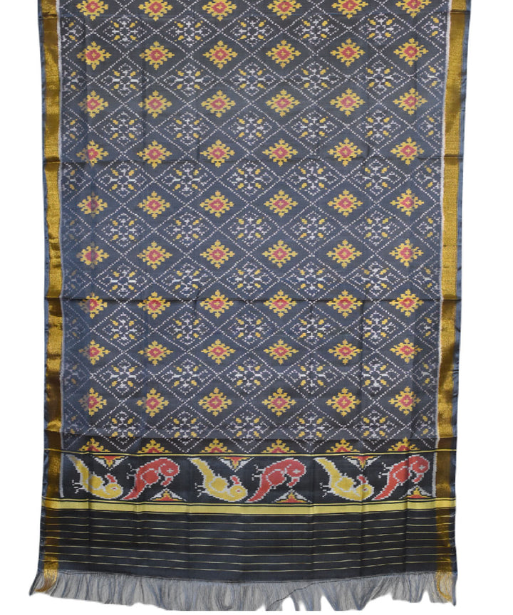 Black yellow handwoven patola silk dupatta