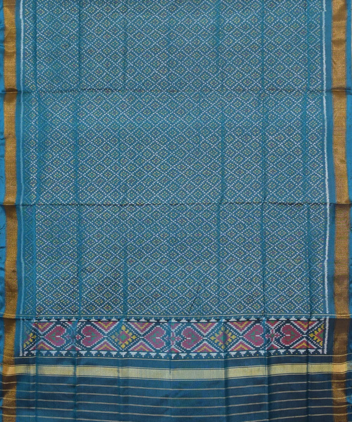 Dark green mustard handwoven silk patola dupatta