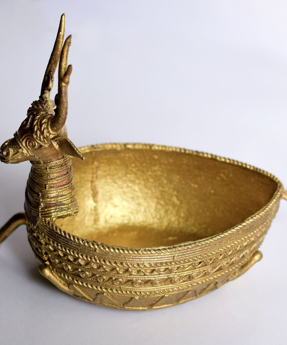 Dhokra brass handcrafted deer side table tray