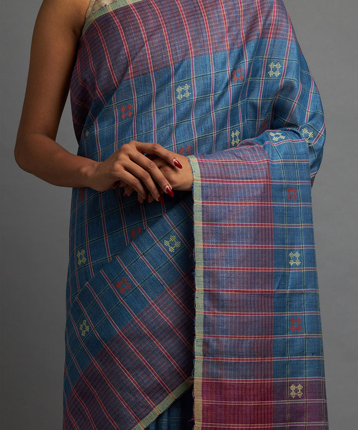 Egyptian blue kosa chhattisgarh handloom silk saree