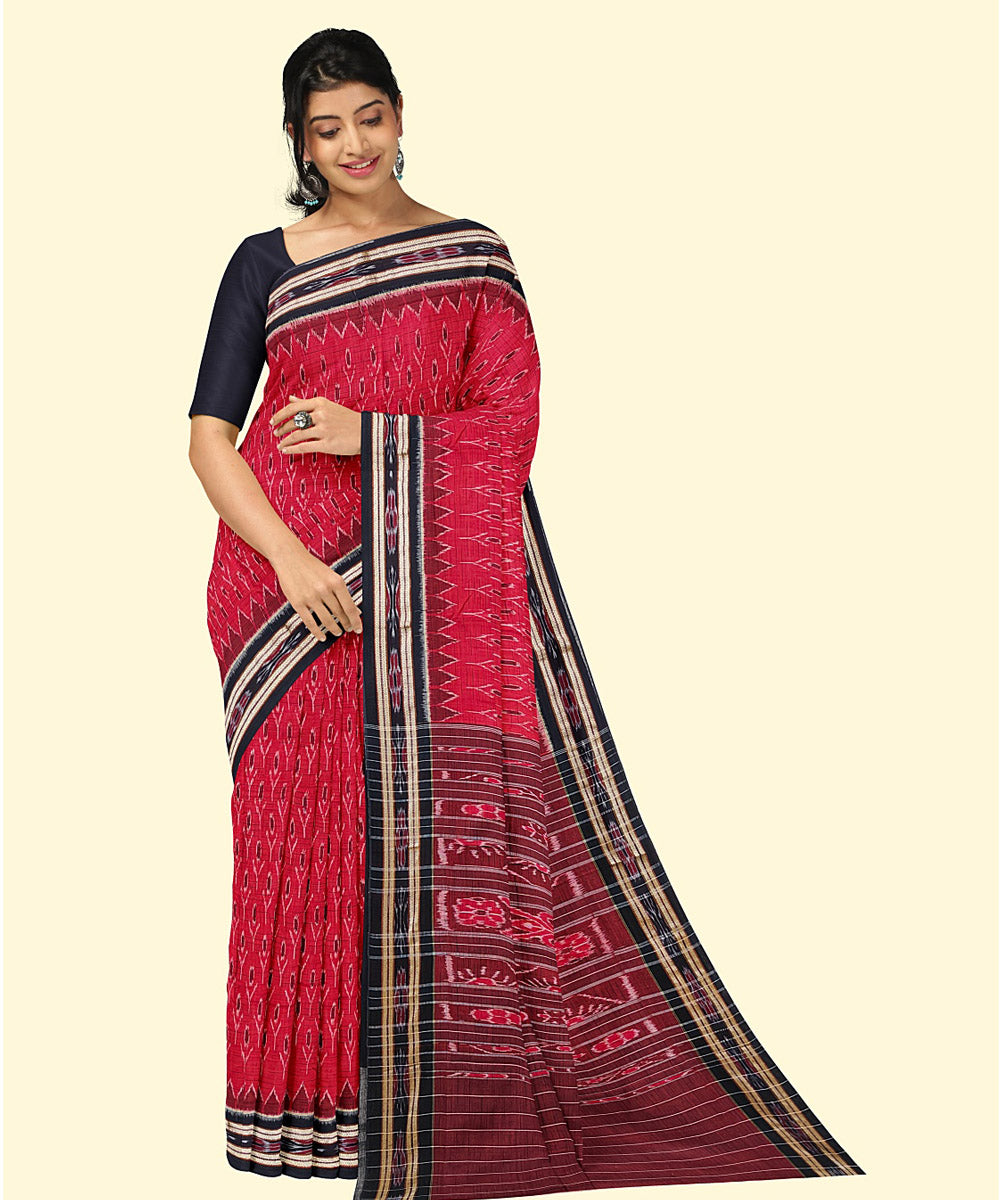 Red black cotton handloom nuapatna saree