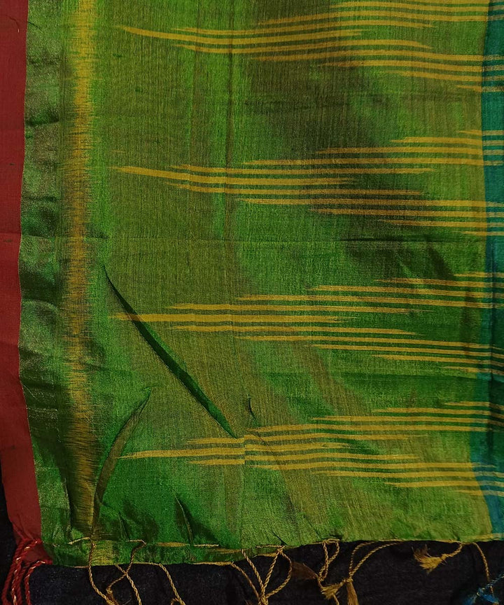 Shaded green handwoven silk ikat sambalpuri stole