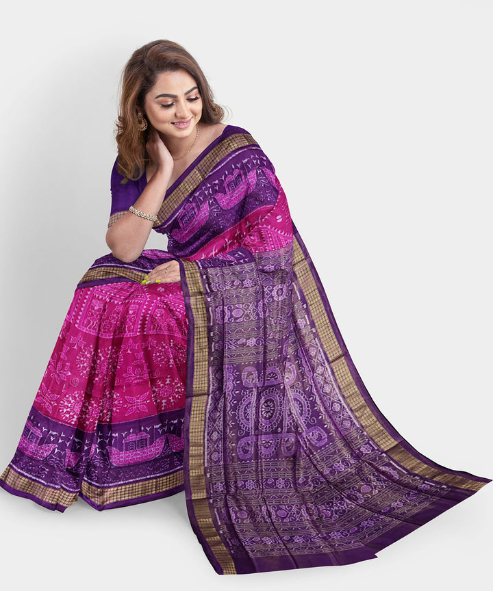 Magenta multicolor silk handwoven sambalpuri saree