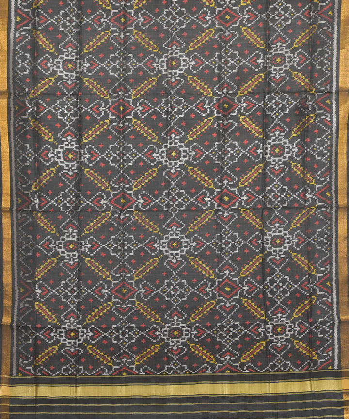 Black mustard handwoven silk patola dupatta