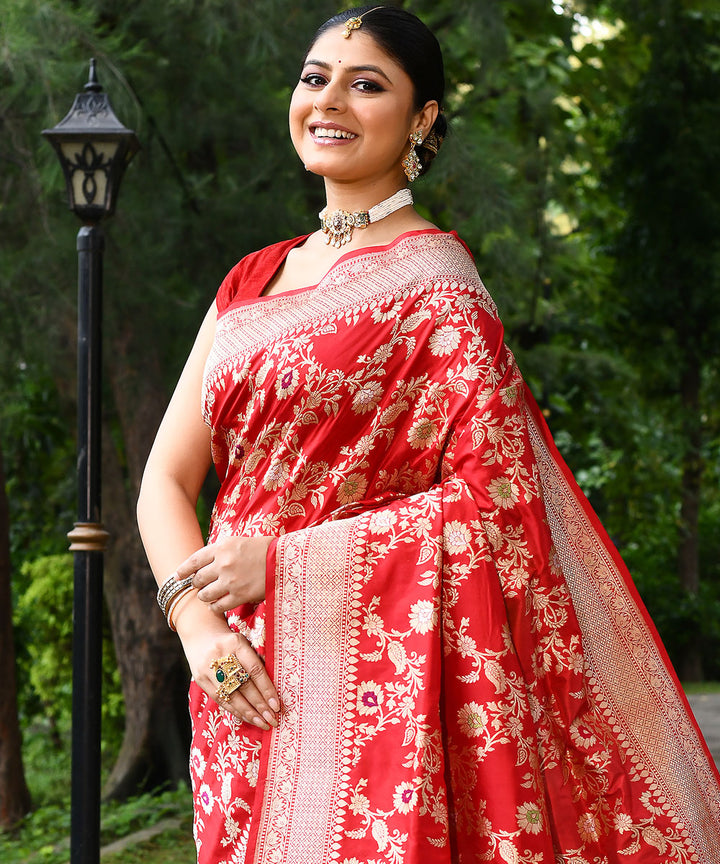 Red handloom banarasi silk saree