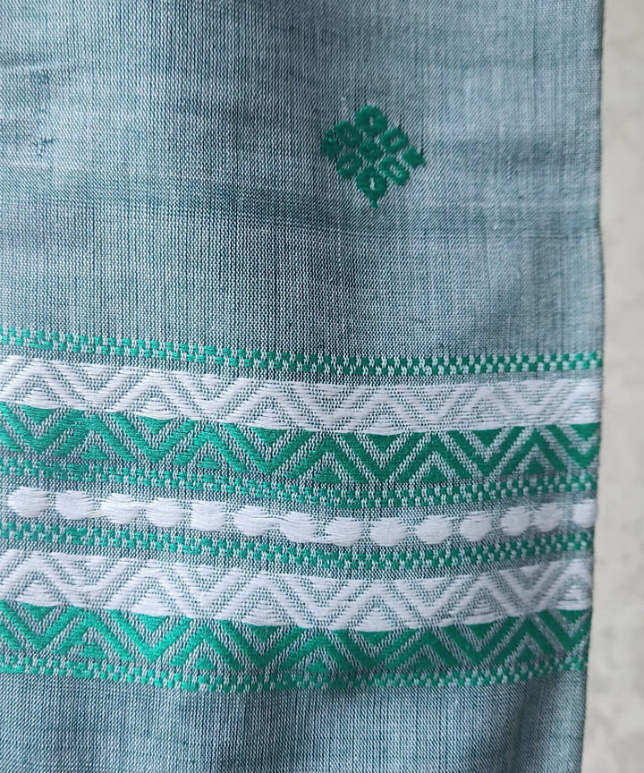 Grey white green handloom cotton assam stole