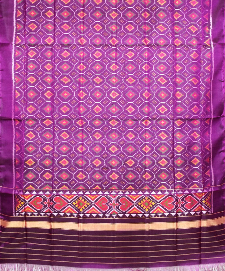 Purple mustard handwoven patola silk dupatta