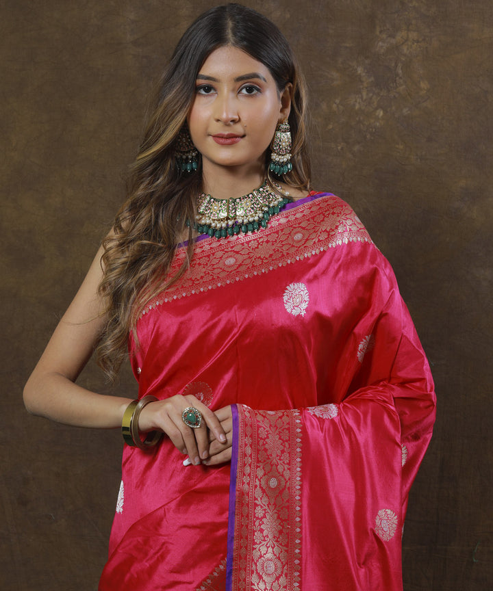 Red handwoven silk banarasi saree