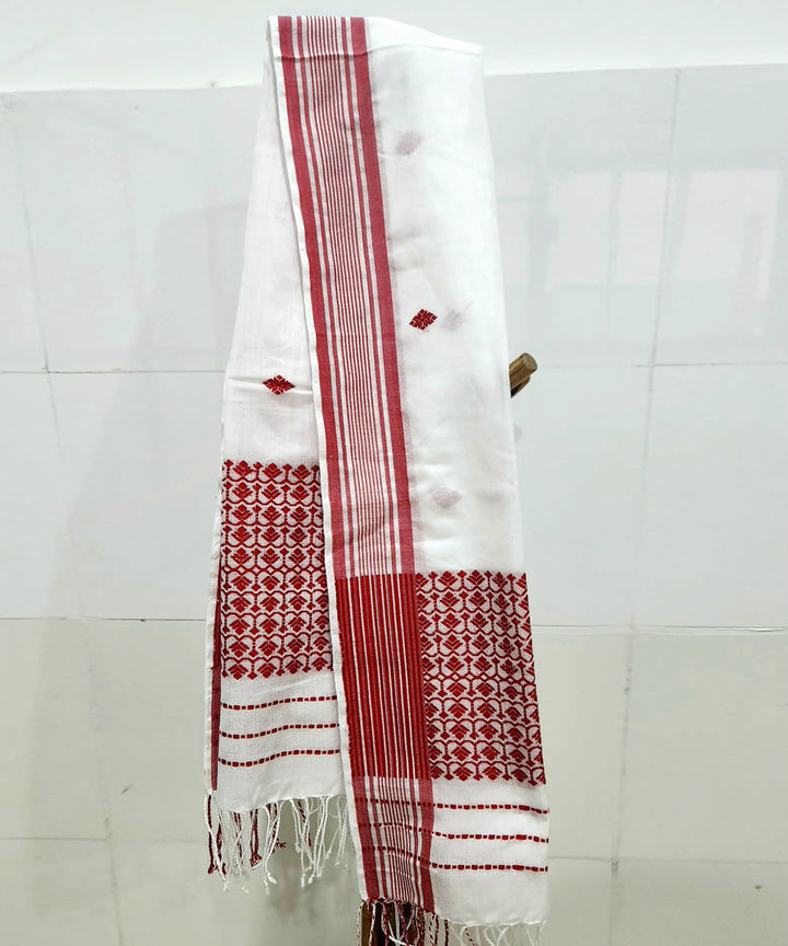 White red handloom assam cotton towel