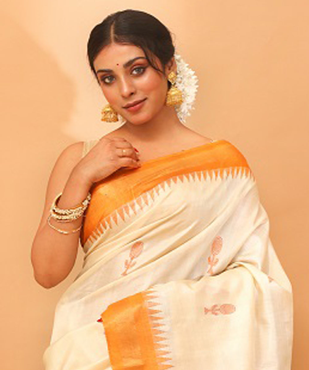 Kosa yellow chhattisgarh handloom tussar silk saree