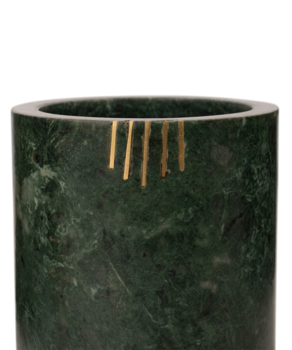 Green marble with brass inlay work cutlery holder
