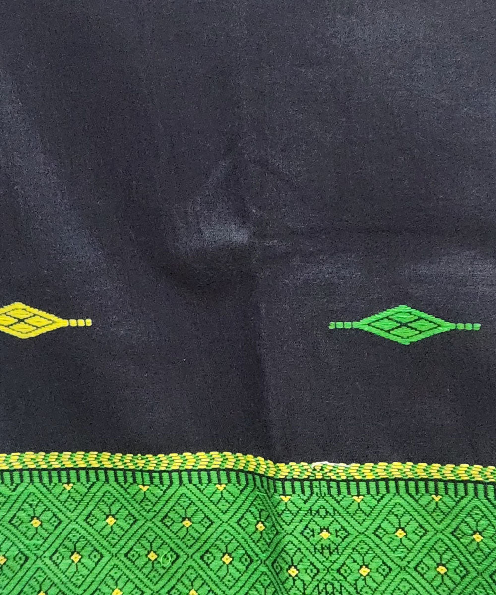 Black multicolor handloom cotton assam stole