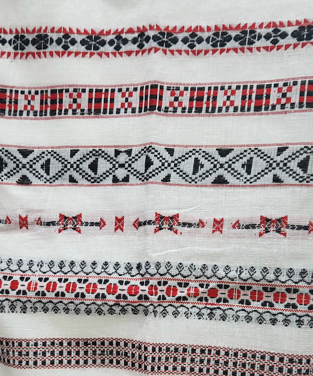 Offwhite multicolor motif handloom eri silk assam stole