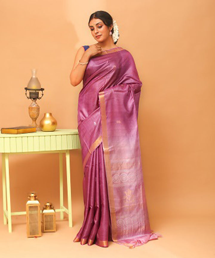 Purple chhattisgarh handloom tussar silk saree