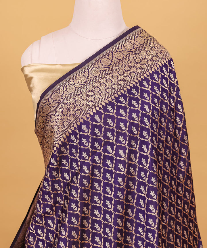 Royal blue jangla silk handwoven banarasi saree