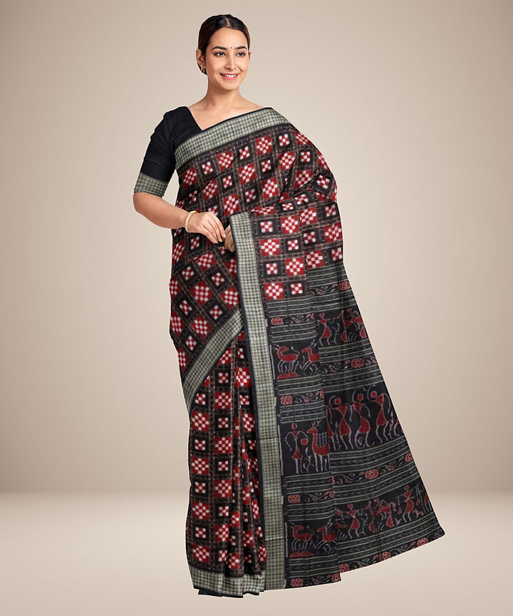 Black silk handwoven pasapalli sambalpuri saree