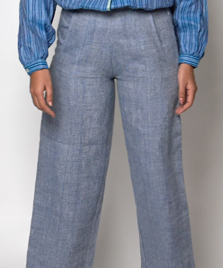 Blue handwoven linen trousers