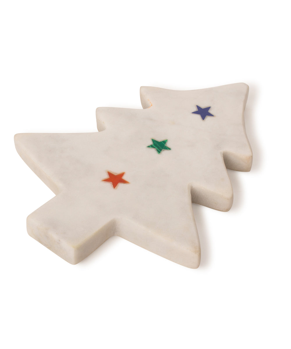 Christmas tree shaped marble coaster