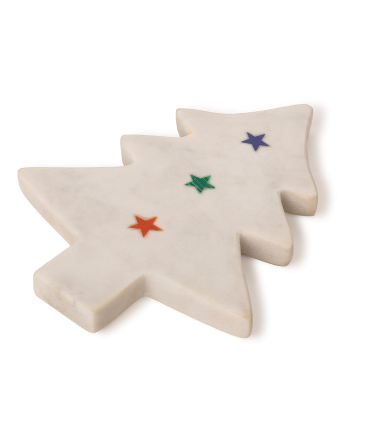Christmas tree shaped marble coaster