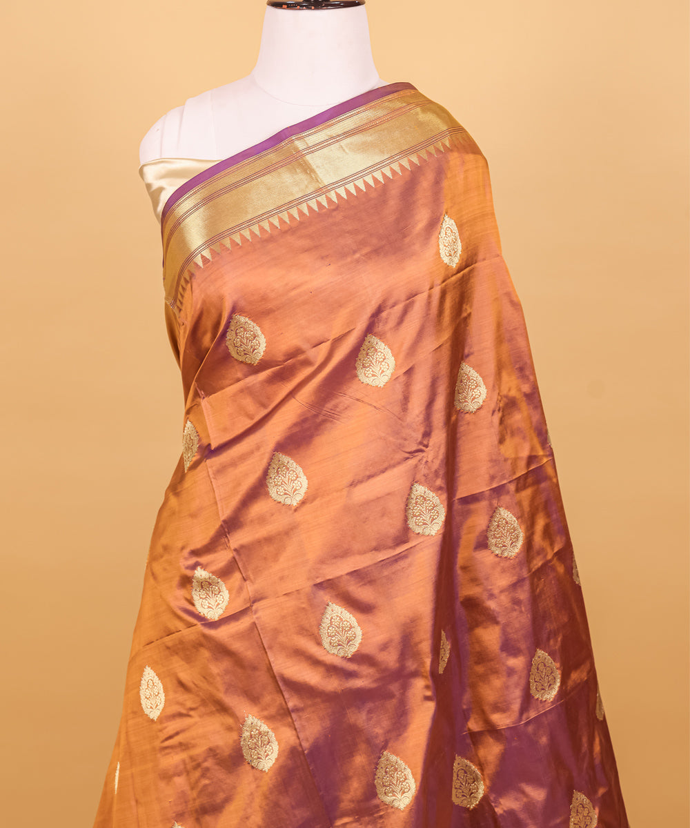 Purple boota handwoven banarasi silk saree