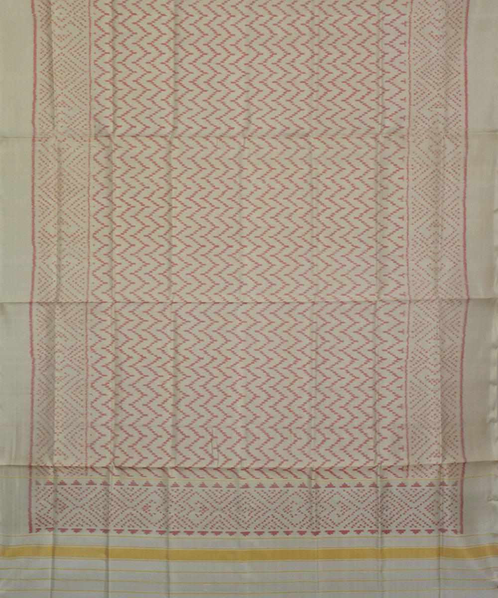 White pink handloom patola silk dupatta
